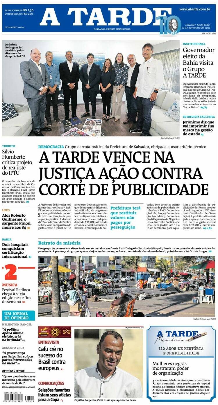 Portada de Diário A Tarde (Brasil)