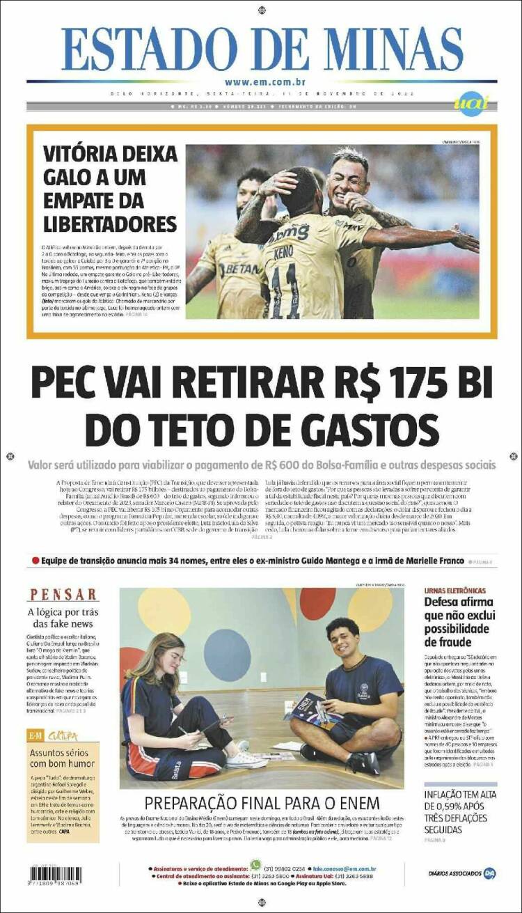 Portada de Jornal Estado de Minas (Brasil)