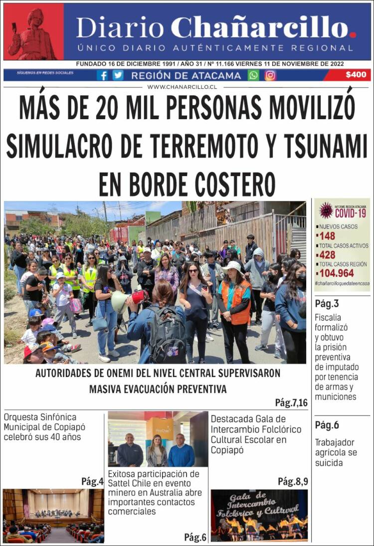 Portada de Diario Chañarcillo (Chile)