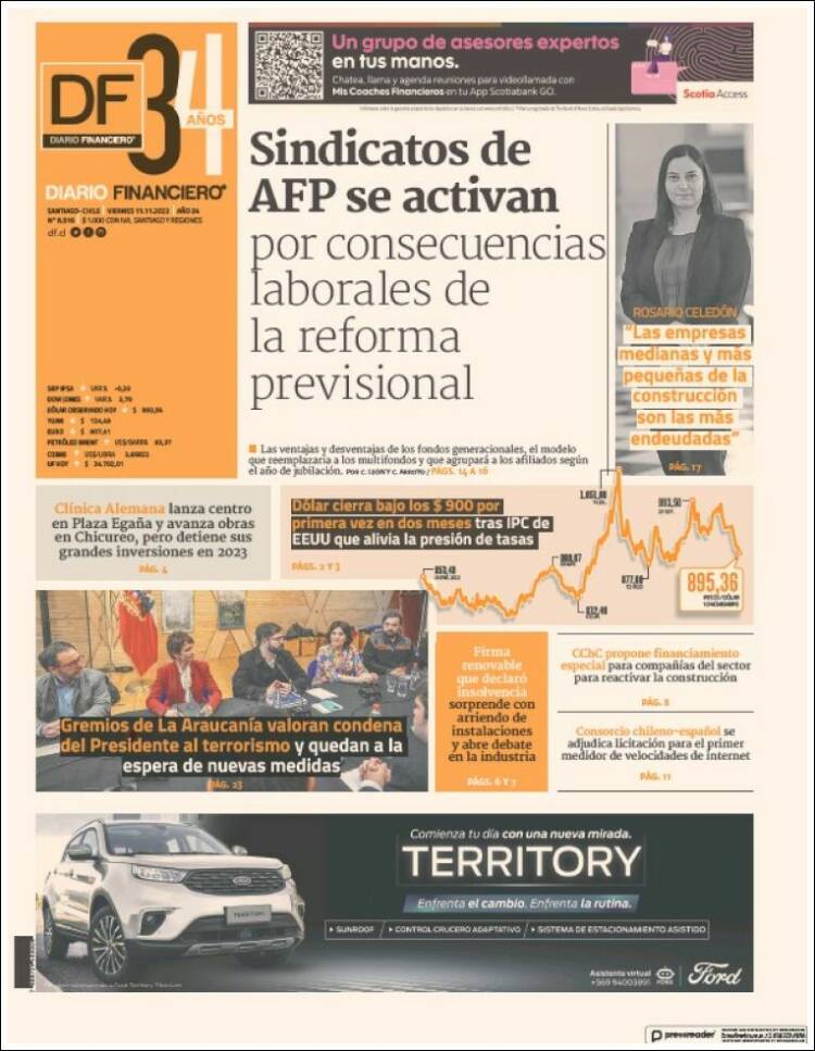 Portada de Diario Financiero (Chile)