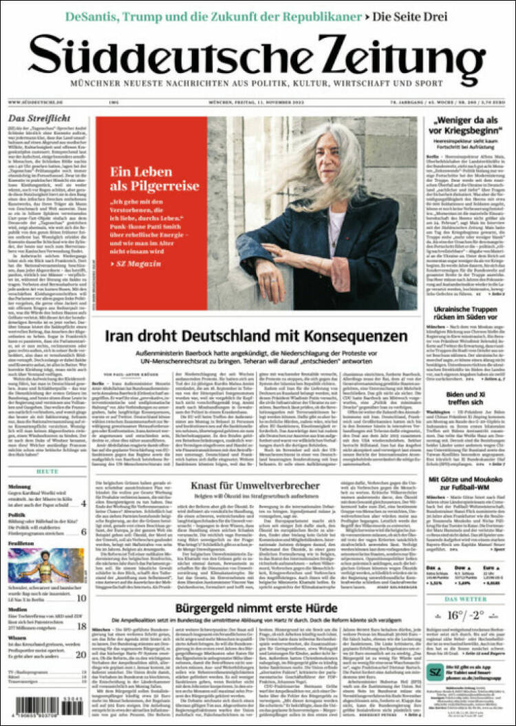Portada de Sueddeutsche (Alemania)