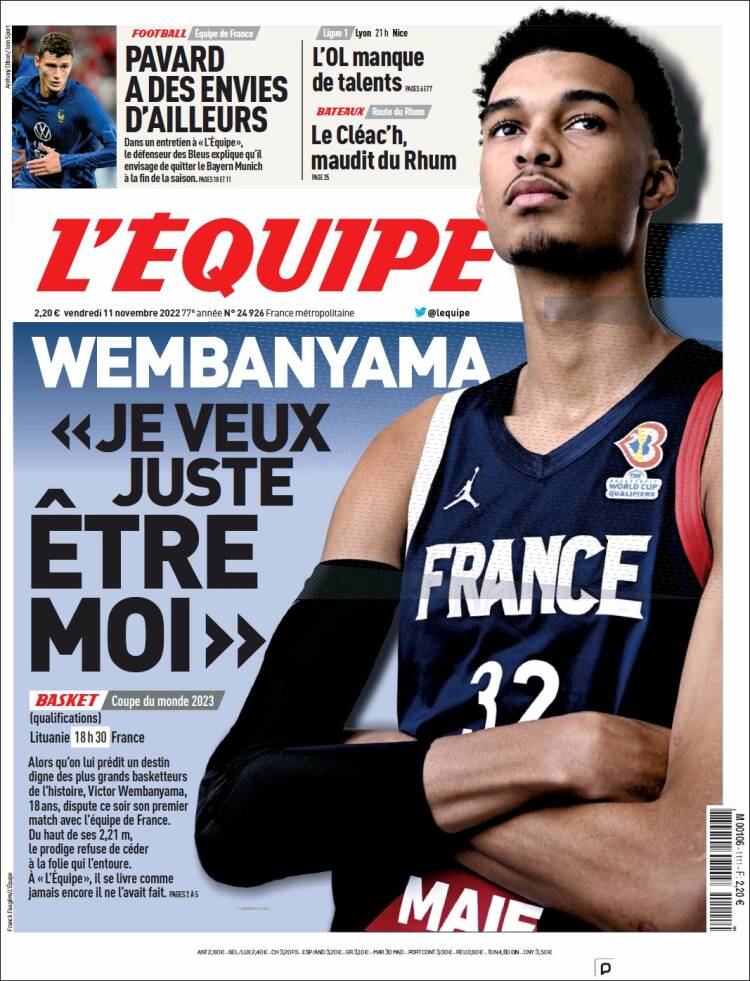 Portada de L'Equipe (Francia)