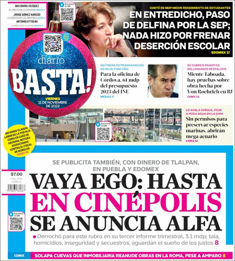 Portada de Diario Basta (Mexique)