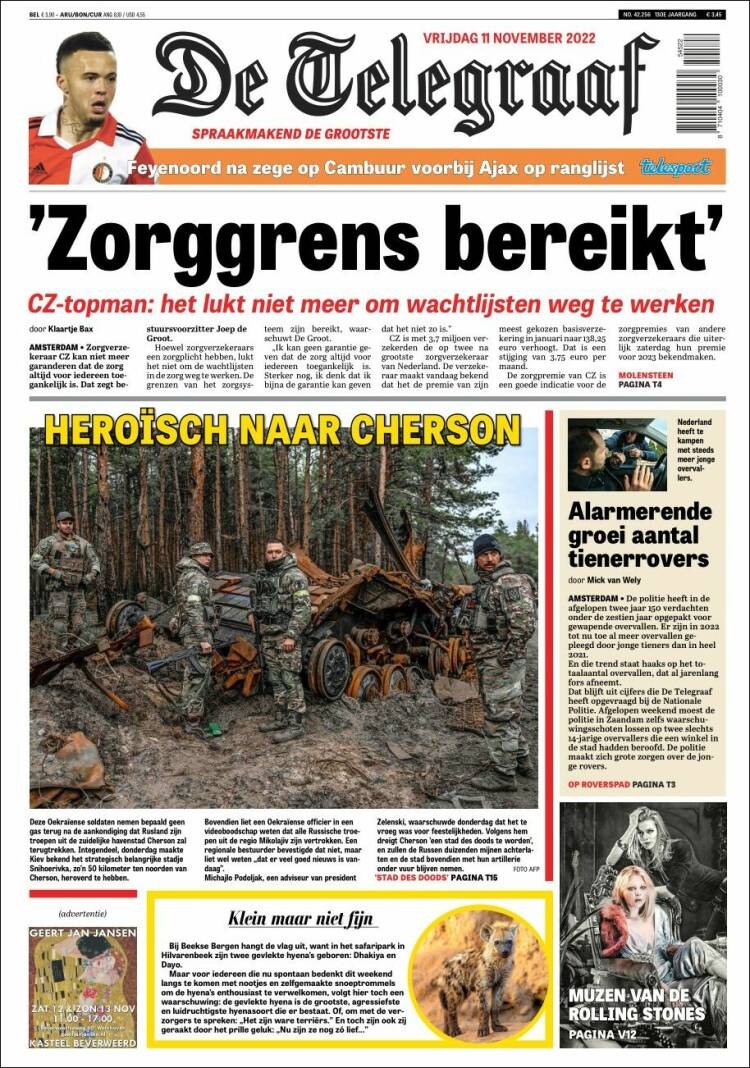 Portada de De Telegraaf (Pays-Bas)