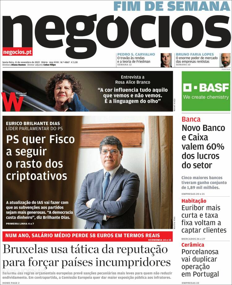 Portada de Jornal de Negócios (Portugal)