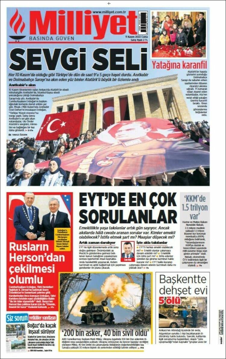 Portada de Milliyet (Turqu&iacute;a)