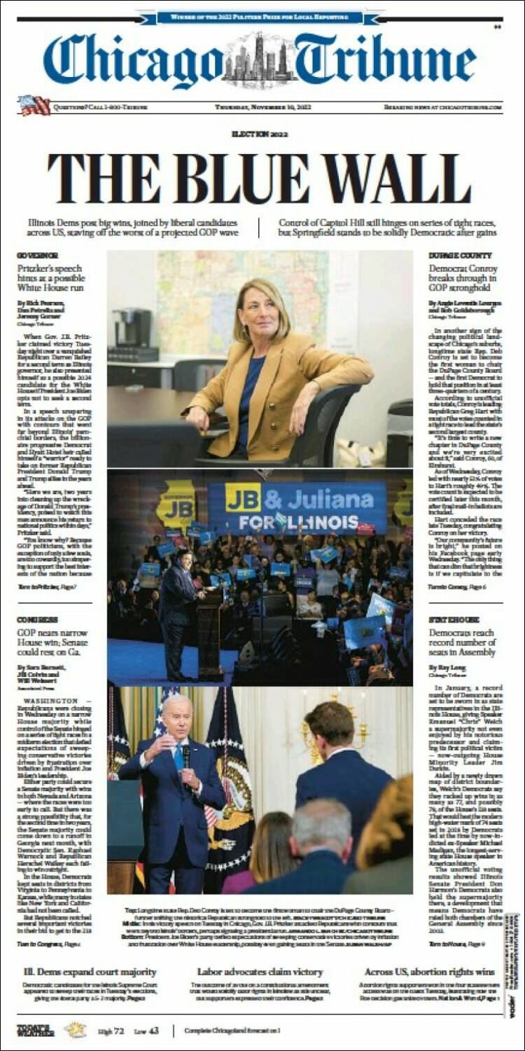 Portada de Chicago Tribune (USA)