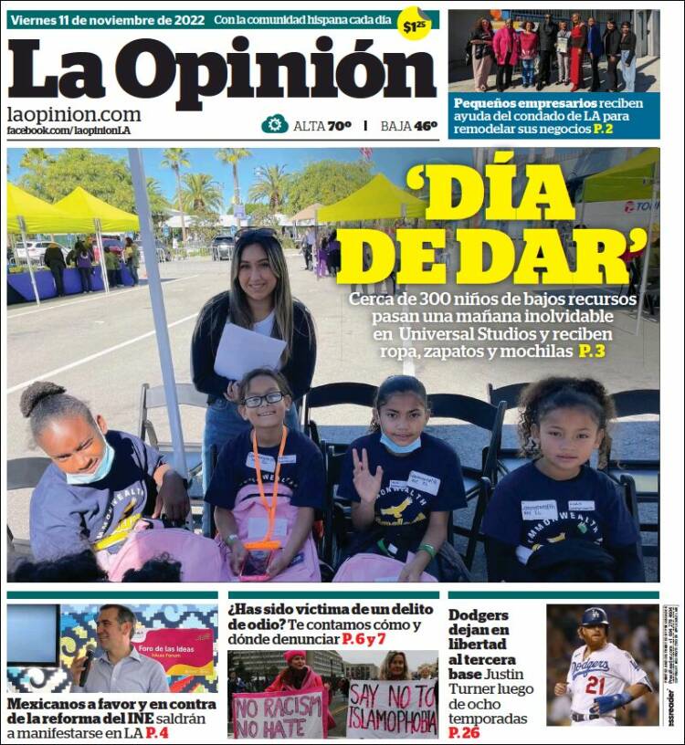 Portada de La Opinión (USA)