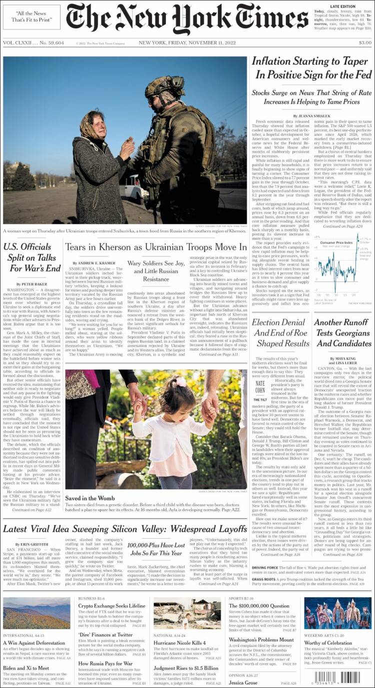 Portada de New York Times (USA)