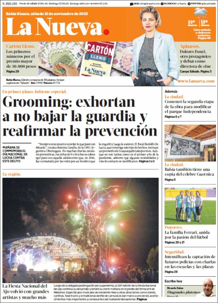 Portada de La Nueva Provincia (Argentina)