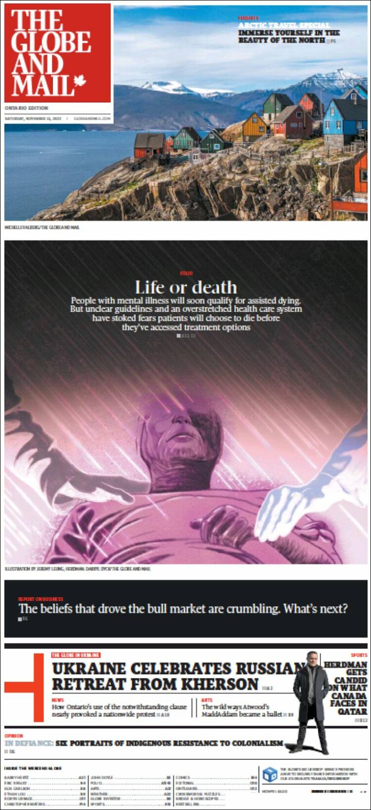 Portada de The Globe and Mail (Canada)