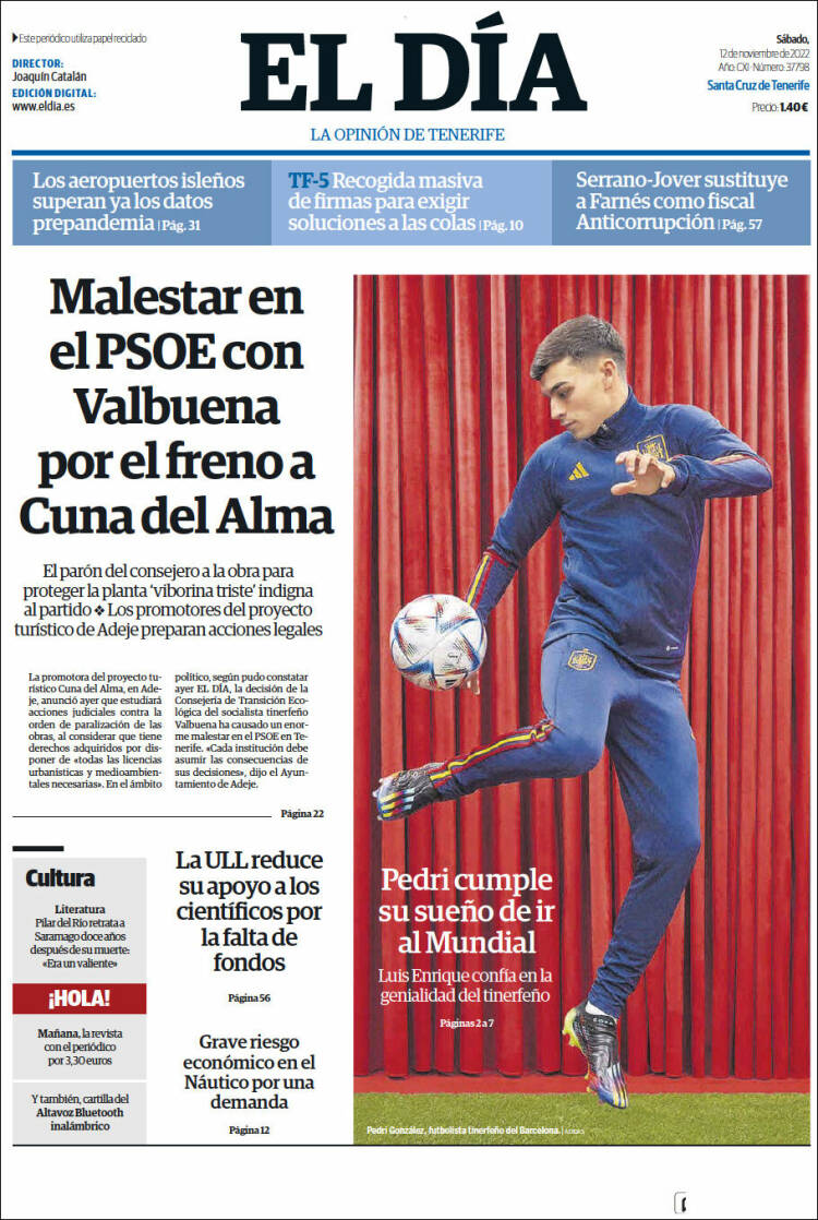 Portada de El Día (Espa&ntilde;a)