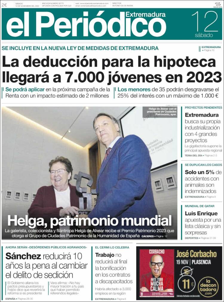 Portada de El Periódico de Extremadura (Espa&ntilde;a)