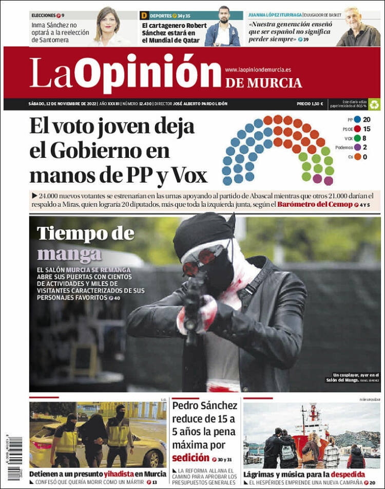 Portada de La Opinión de Murcia (España)