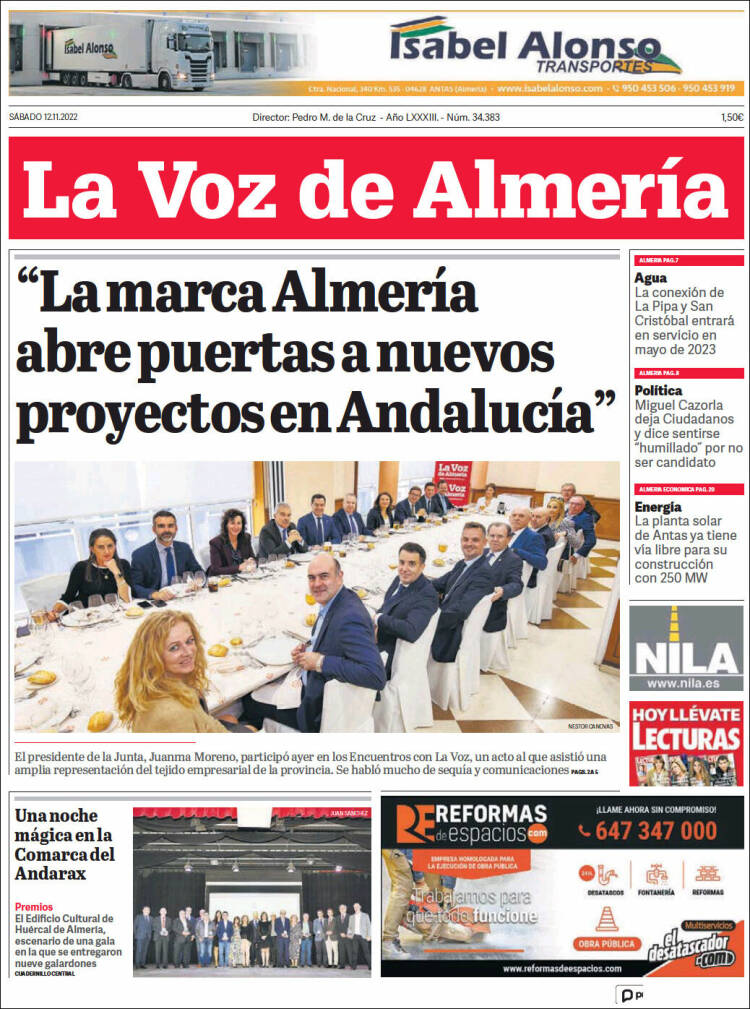 Portada de La Voz de Almería (Espa&ntilde;a)