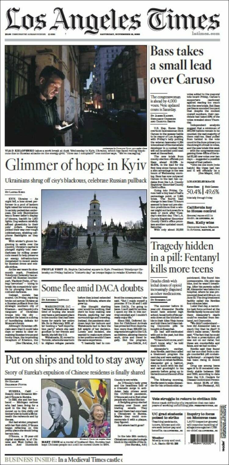 Portada de Los Angeles Times (USA)