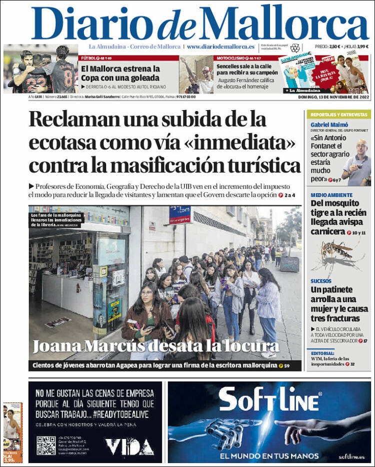 Portada de Diario de Mallorca (España)