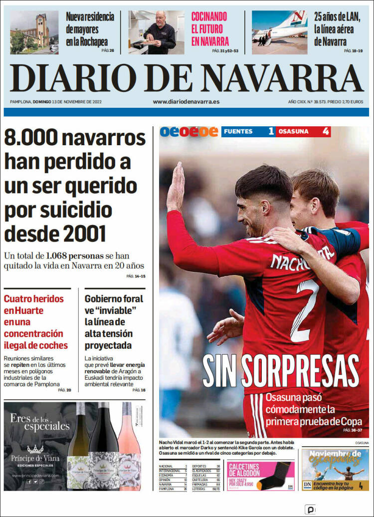 Portada de Diario de Navarra (España)