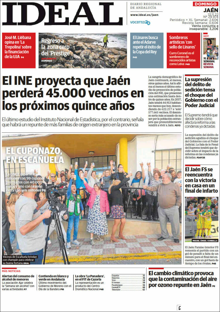 Portada de El Ideal de Jaén (España)