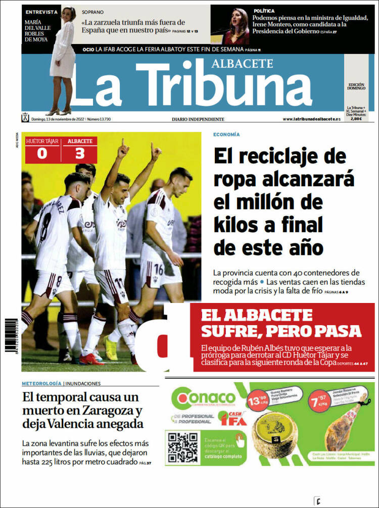 Portada de La Tribuna de Albacete (España)