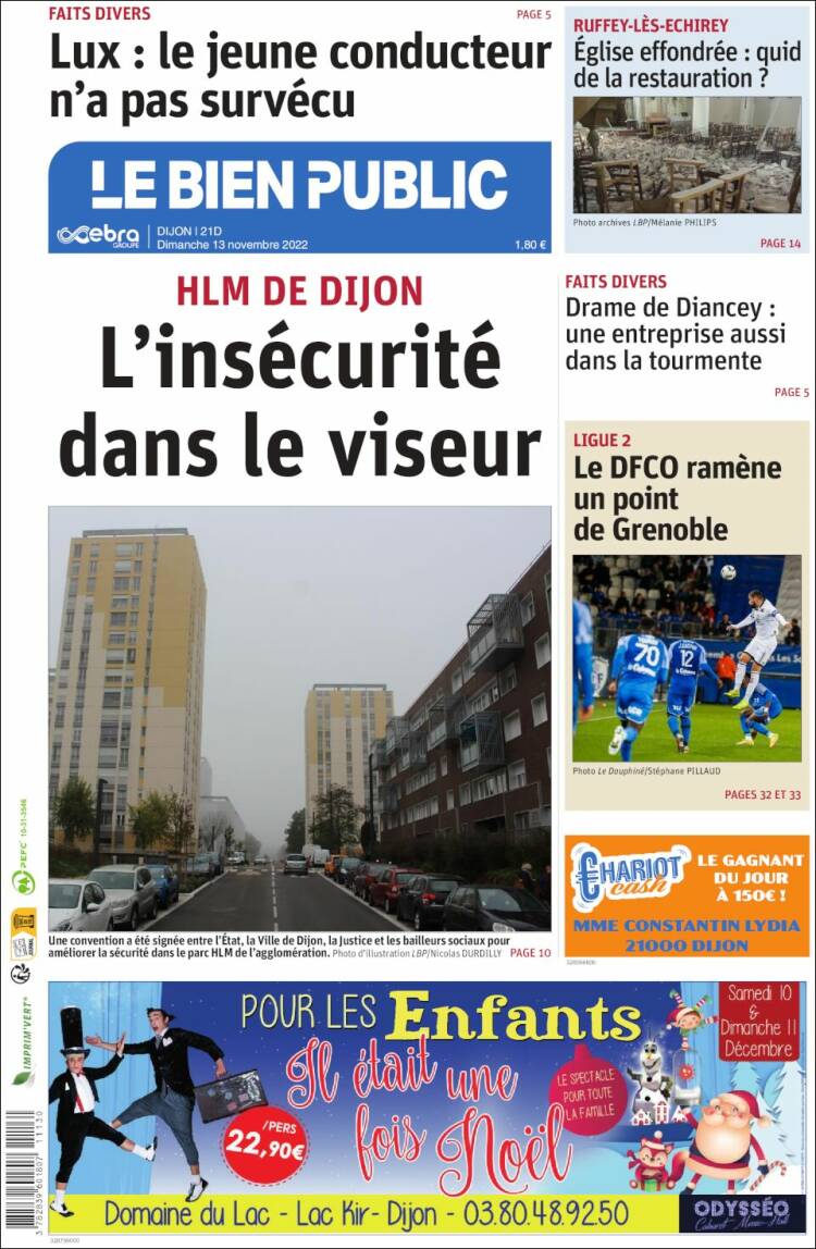 Portada de Le Bien Public (Francia)