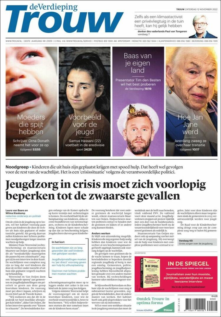 Portada de Trouw (Pa&iacute;ses Bajos)