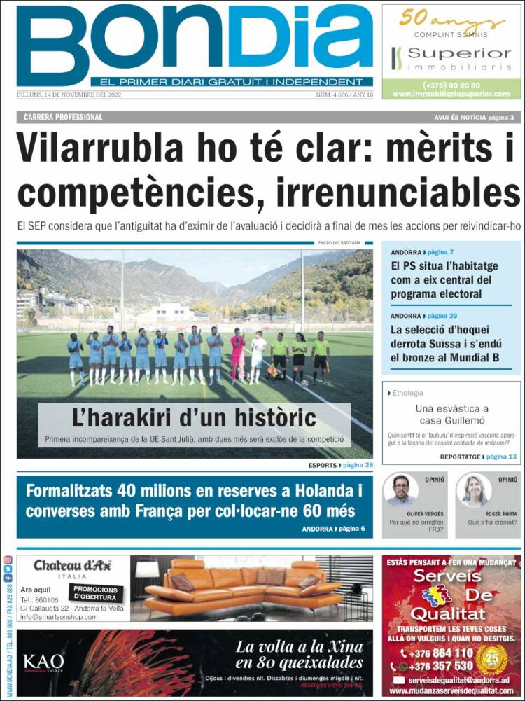 Portada de Diari Bondia (Andorra)