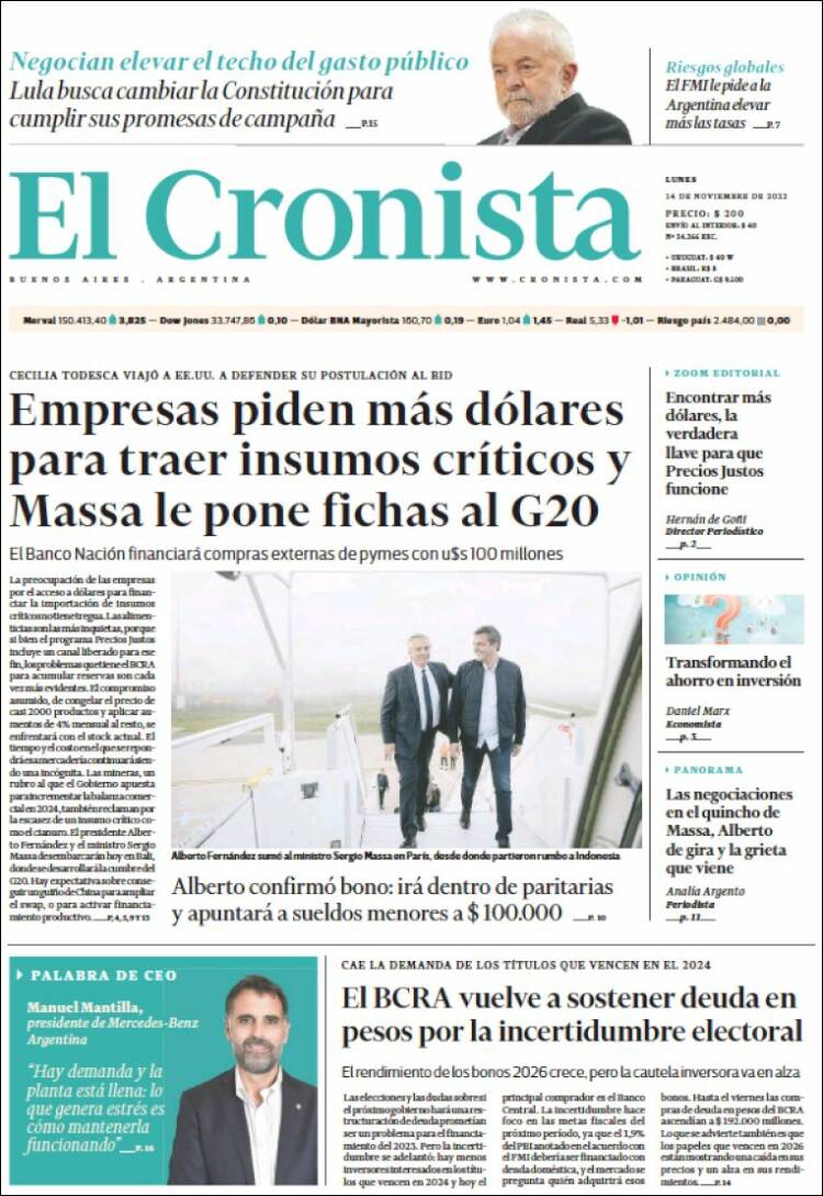 Portada de El Cronista Comercial (Argentina)