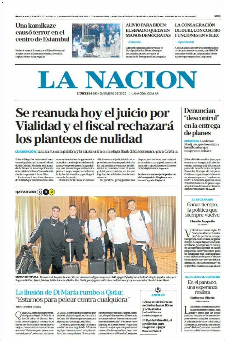 Portada de La Nación (Argentina)