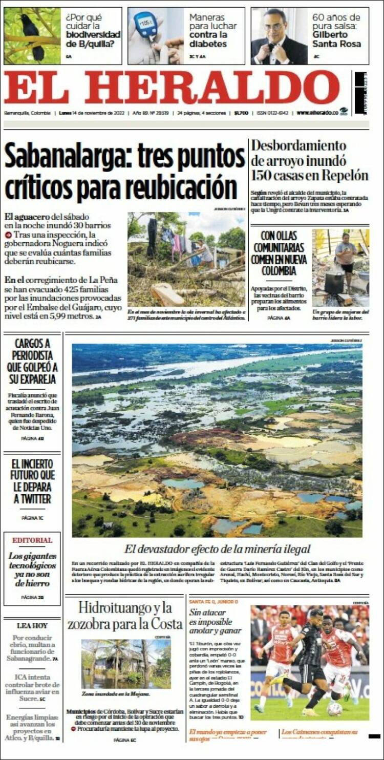 Portada de El Heraldo (Colombia)
