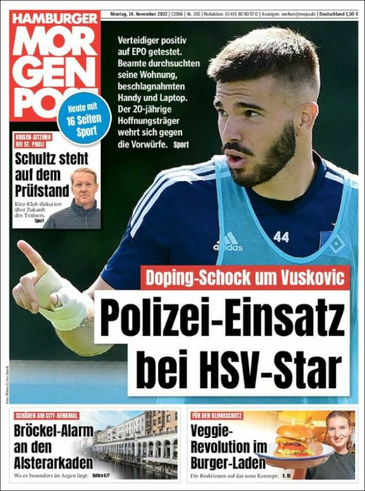 Portada de Hamburger Morgenpost  (Alemania)