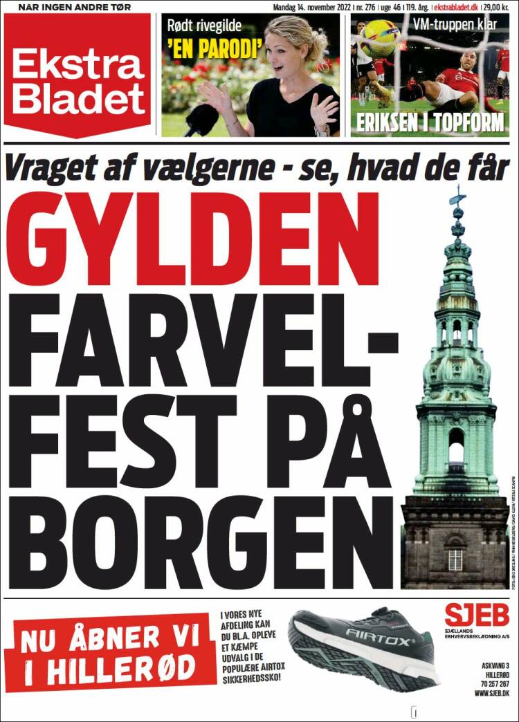 Portada de Ekstra Bladet (Dinamarca)
