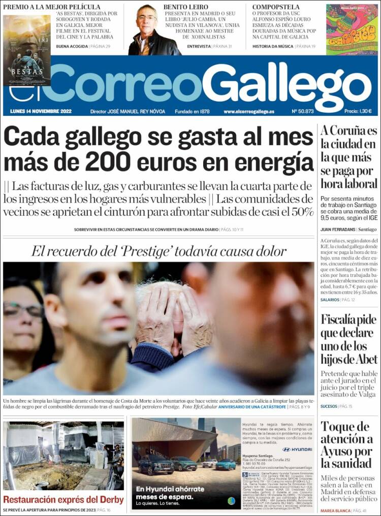 Portada de El Correo Gallego (España)