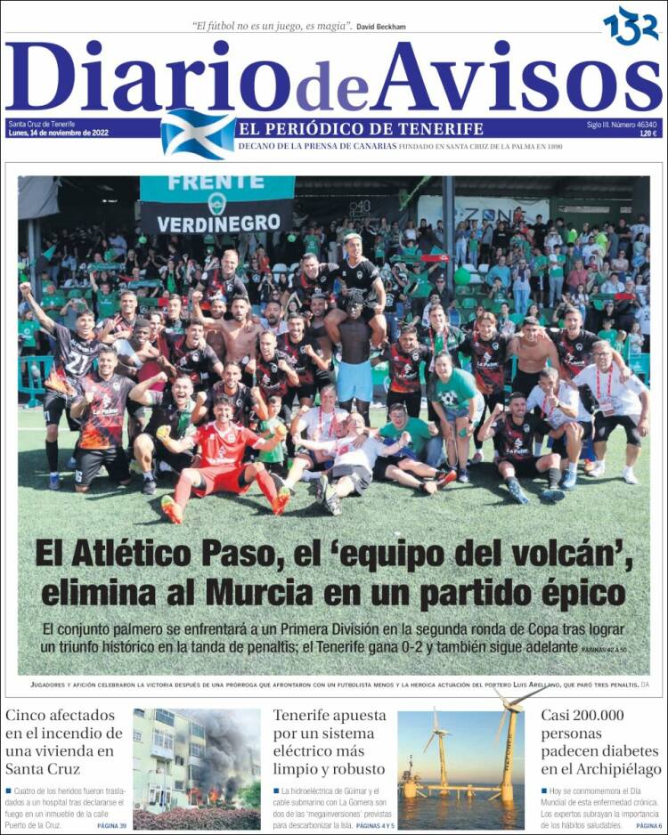 Portada de Diarios de Avisos (España)