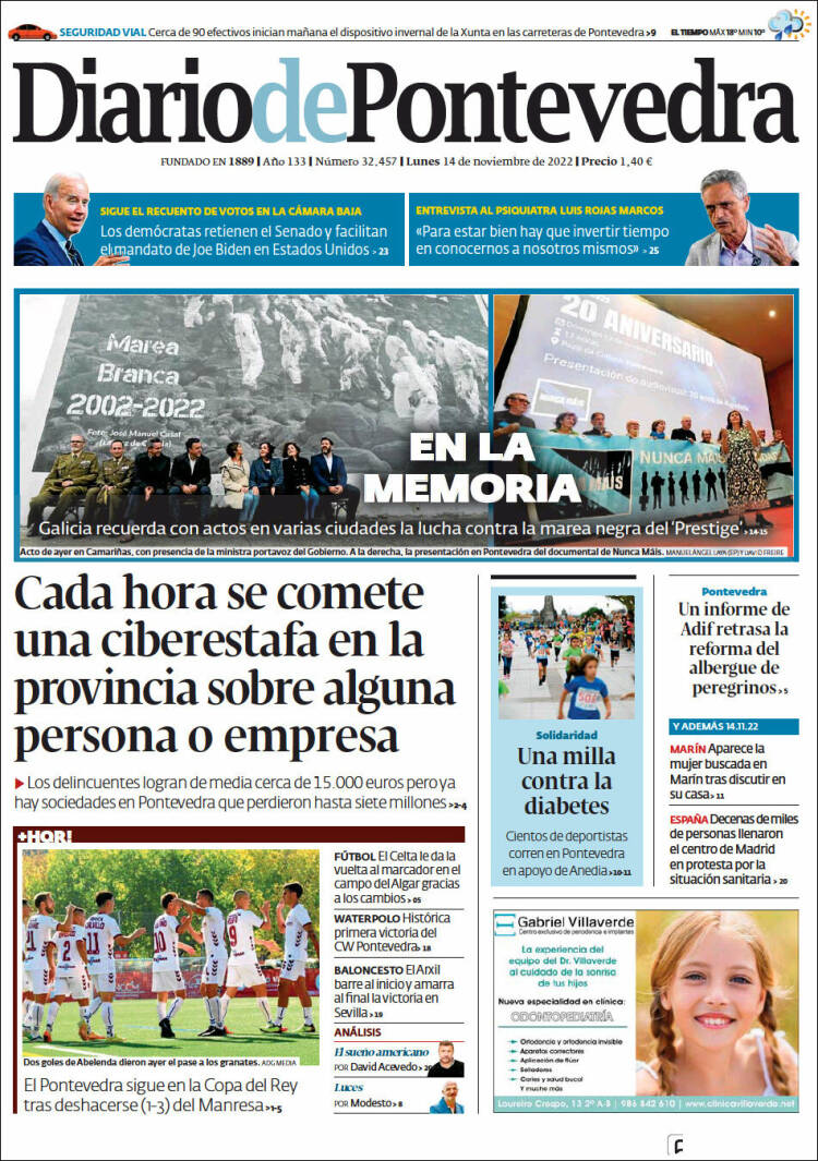 Portada de Diario de Pontevedra (España)