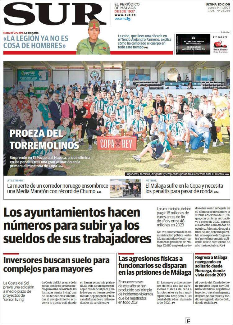 Portada de Diario el Sur (España)