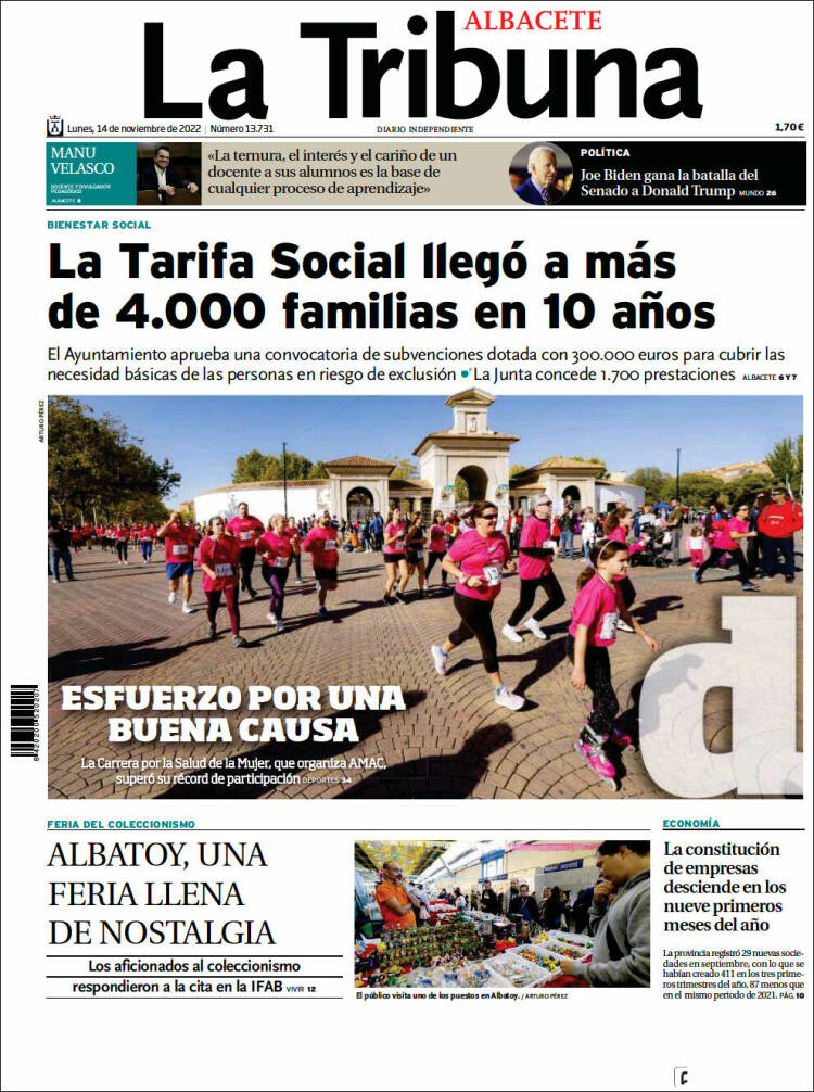 Portada de La Tribuna de Albacete (España)