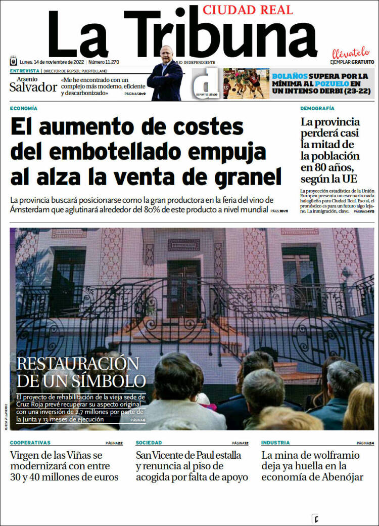 Portada de La Tribuna de Ciudad Real (España)