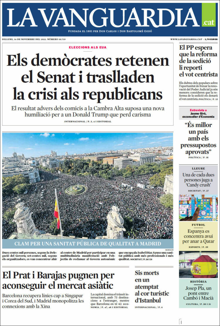 Portada de La Vanguardia (España)