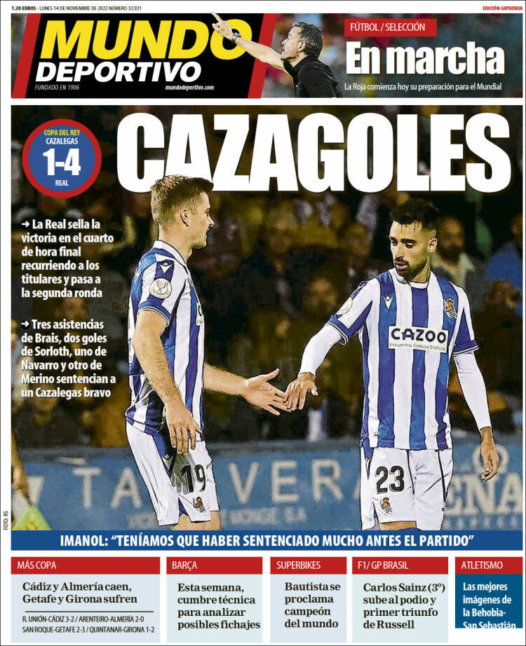 Portada de Mundo Deportivo Gipuzkoa (España)