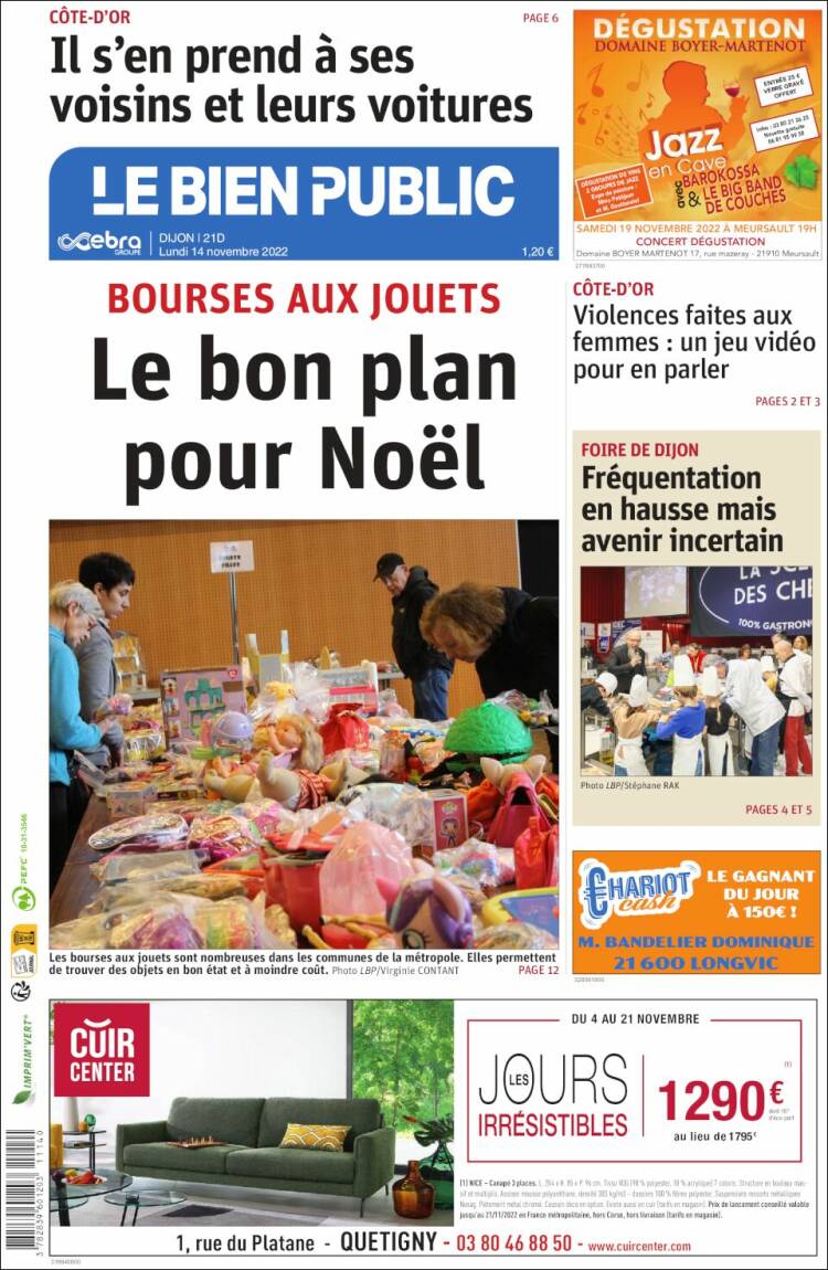 Portada de Le Bien Public (France)
