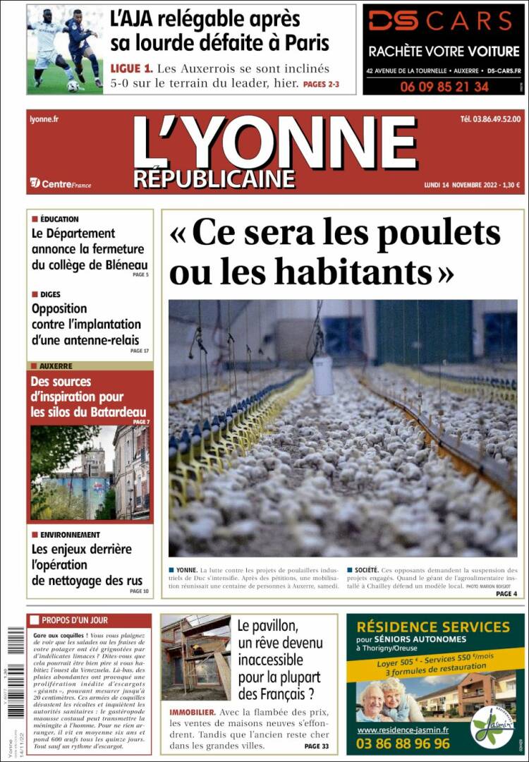 Portada de L'Yonne-Républicaine (Francia)