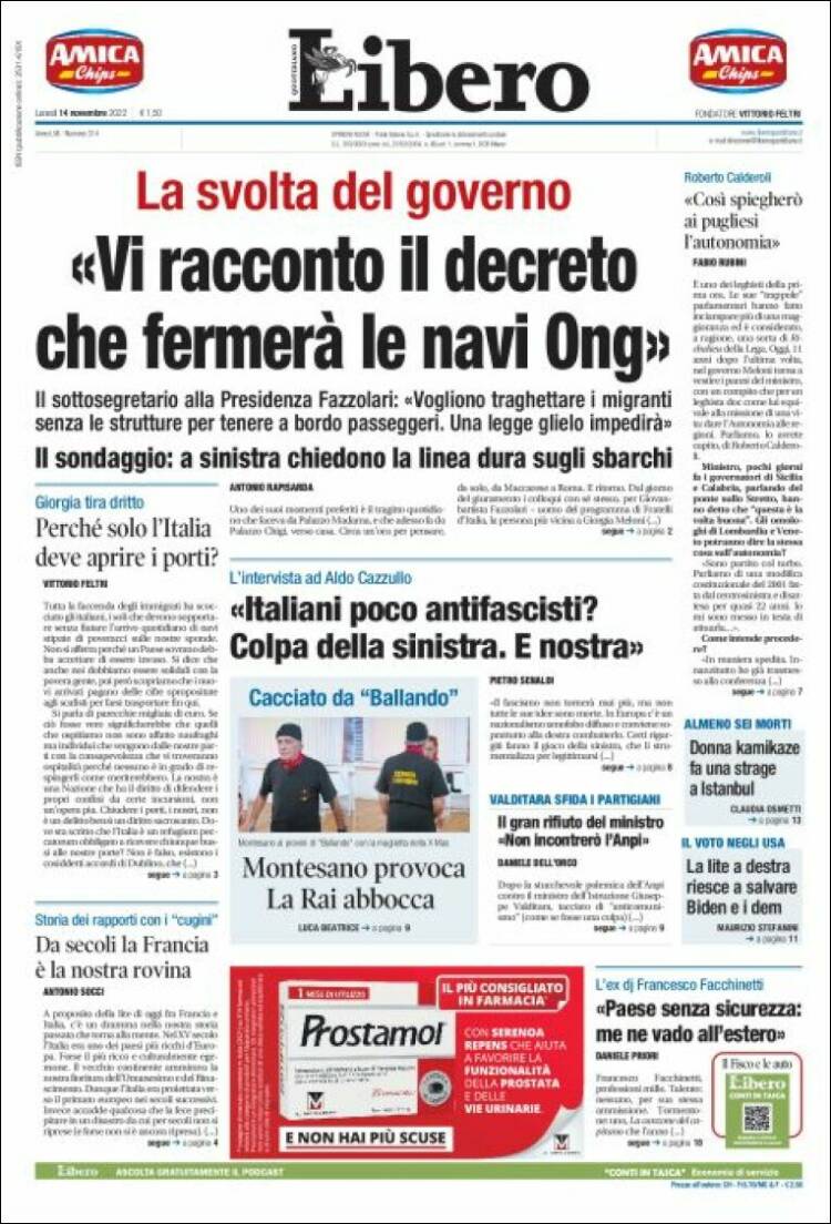 Portada de Libero (Italia)