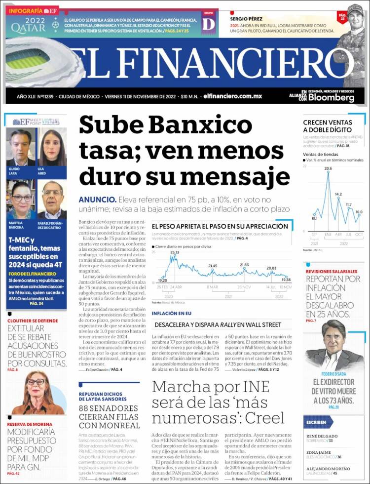 Portada de El Financiero (Mexique)