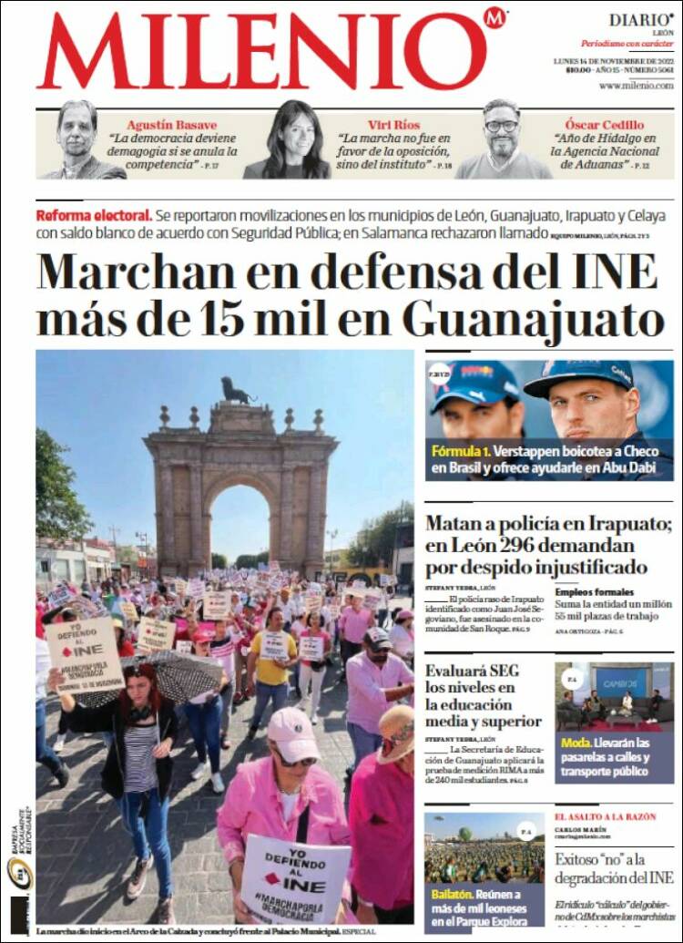 Portada de Milenio de León (Mexique)