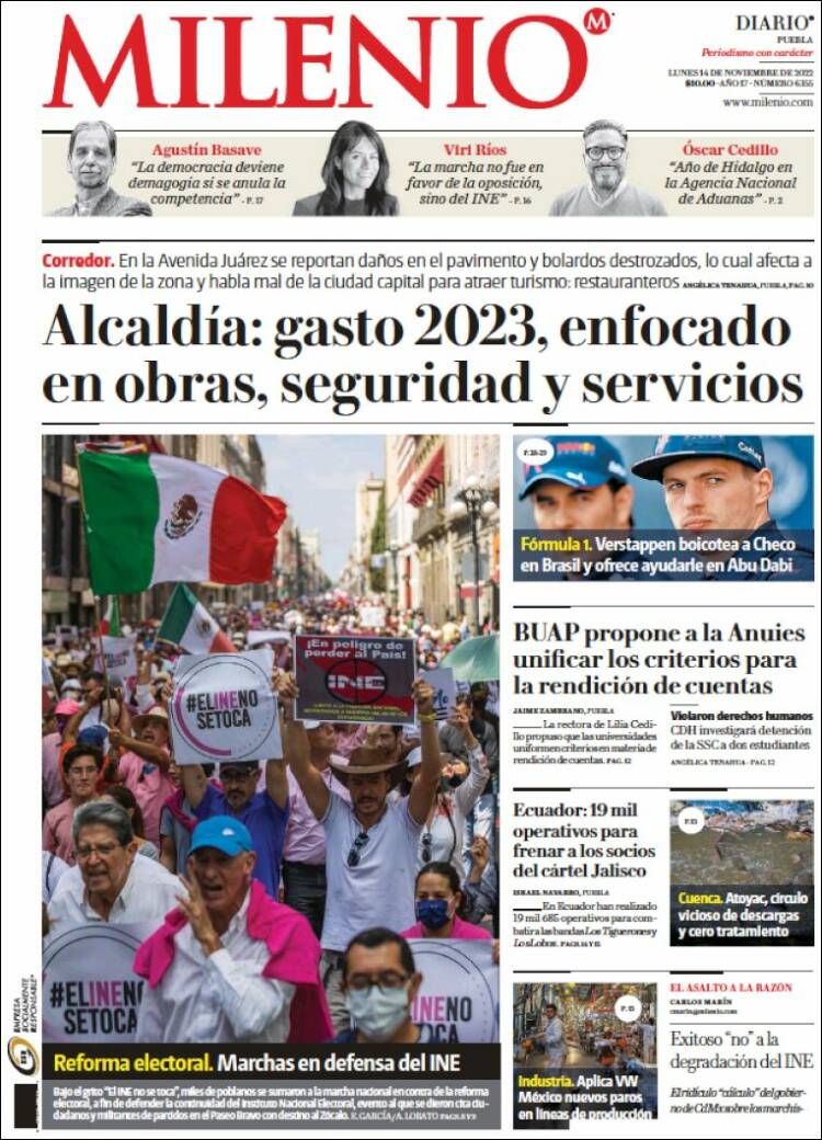 Portada de Milenio de Puebla (México)