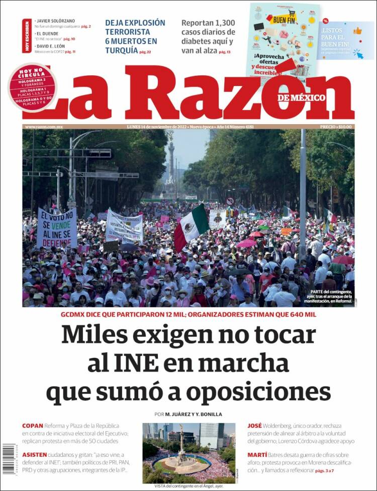 Portada de La Razón (Mexique)