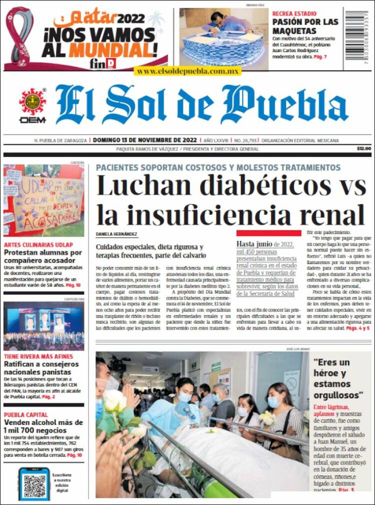 Portada de El Sol de Puebla (México)