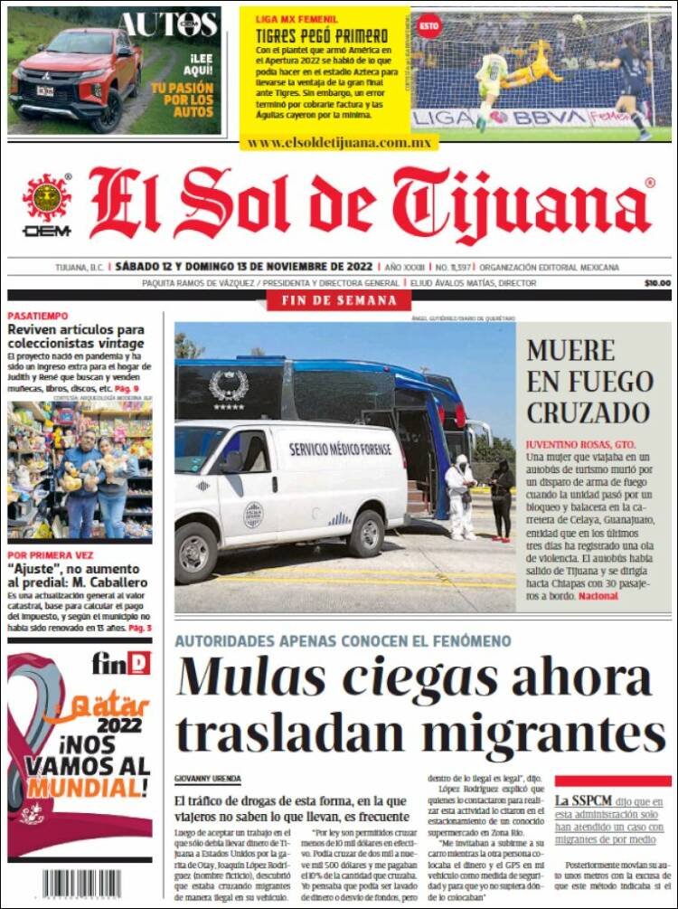 Portada de El Sol de Tijuana (Mexique)