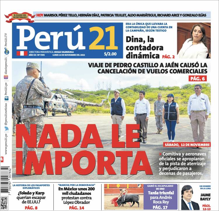 Portada de Perú 21 (Per&uacute;)